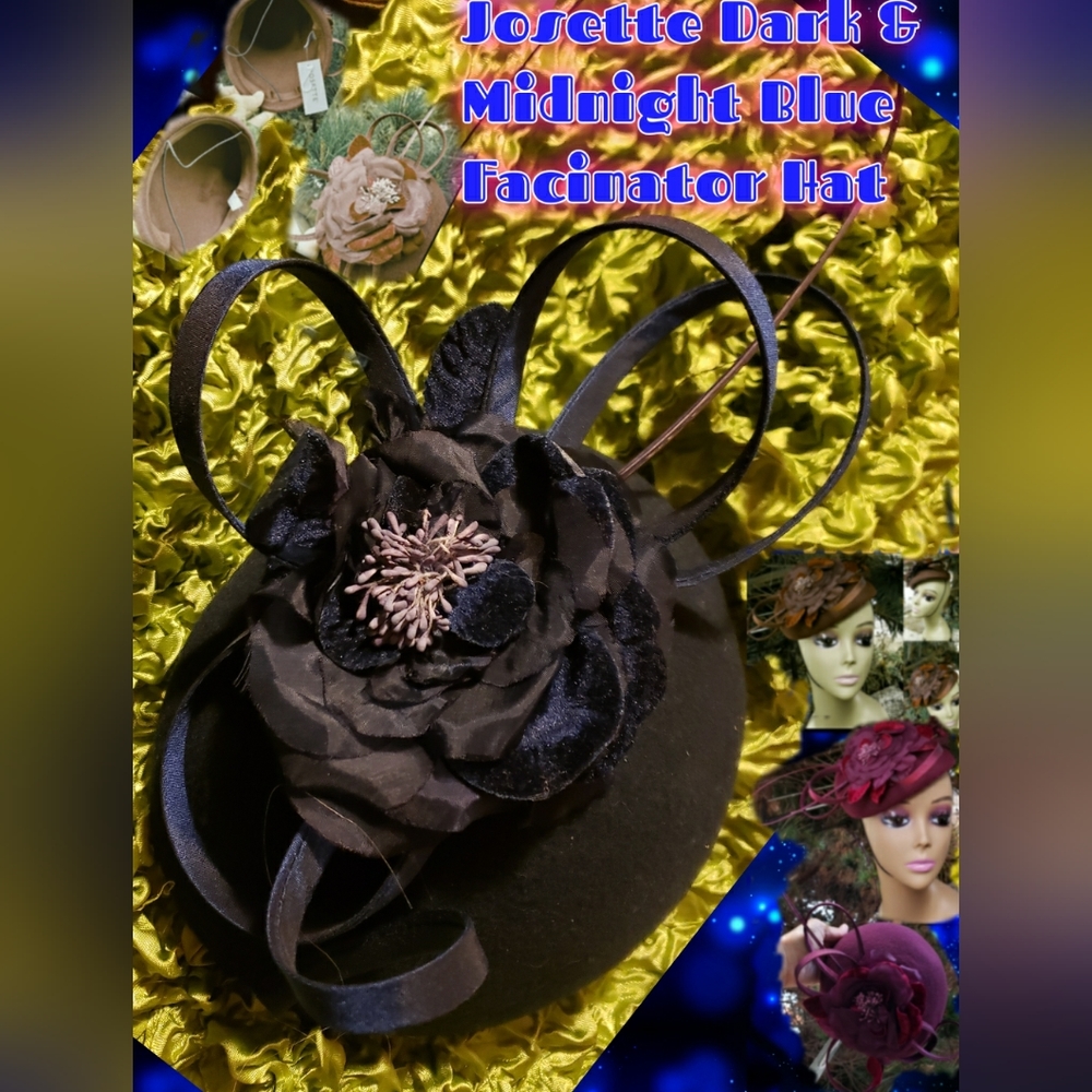 New Josette Facinator Navy 2 Tone Blue Hat Floral+ Chin Strap